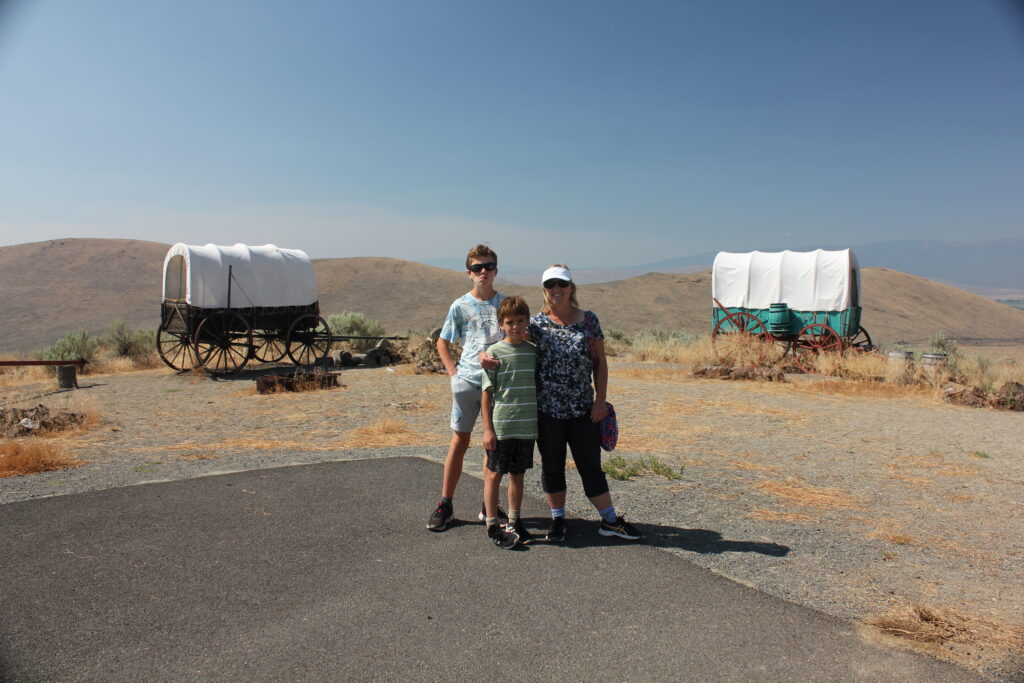 Outdoor wagons at the Oregon Trail Interpretive Center