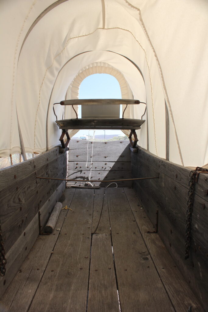 Inside an Oregon Trail wagon