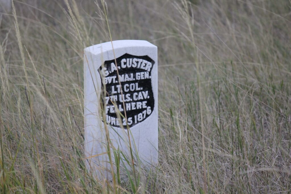 General Custer's grave marker at Little Bighorn