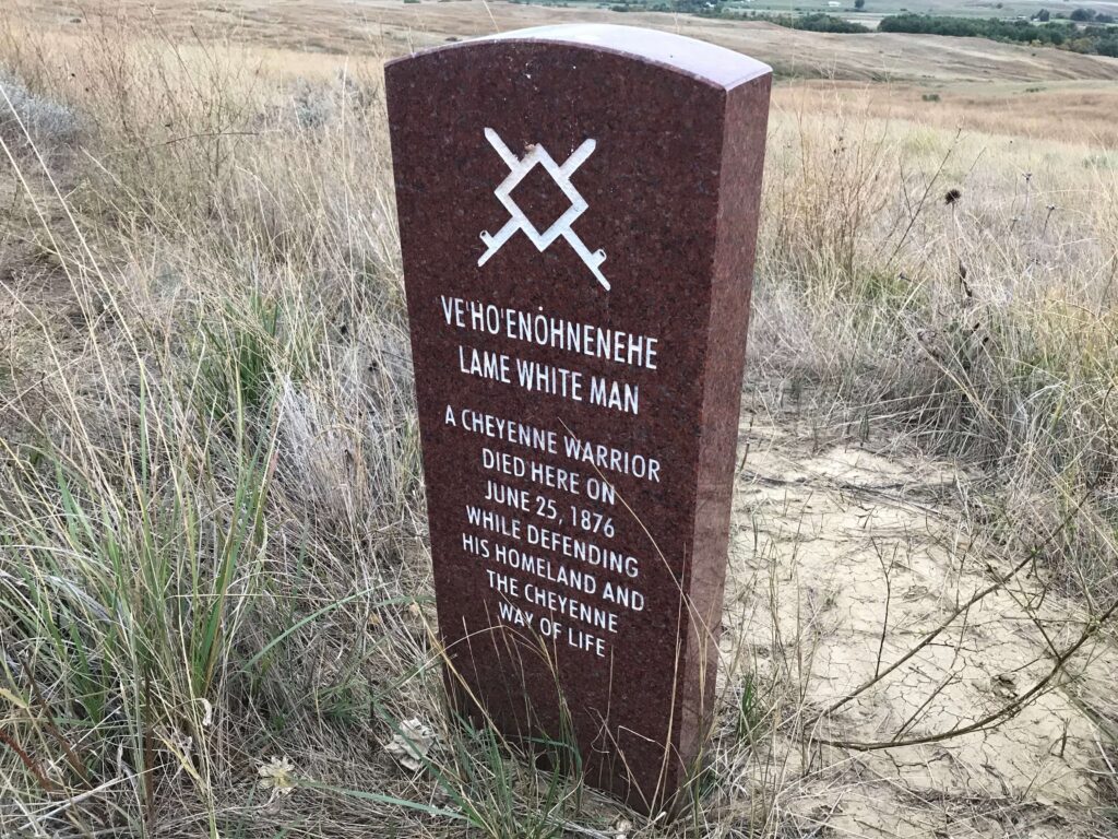 Grave Marker of Native American warrior at Little Bighorn